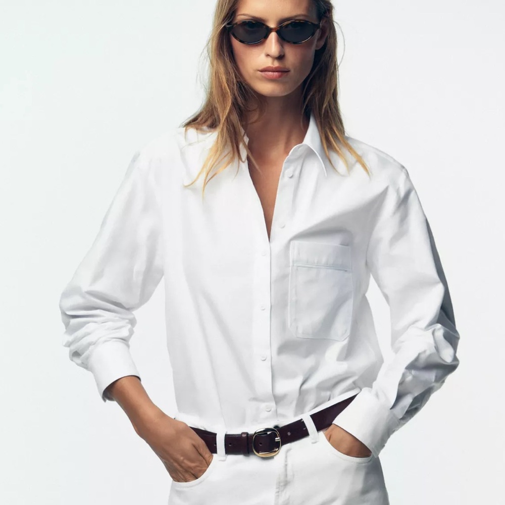 Zara White Button-Up Shirt